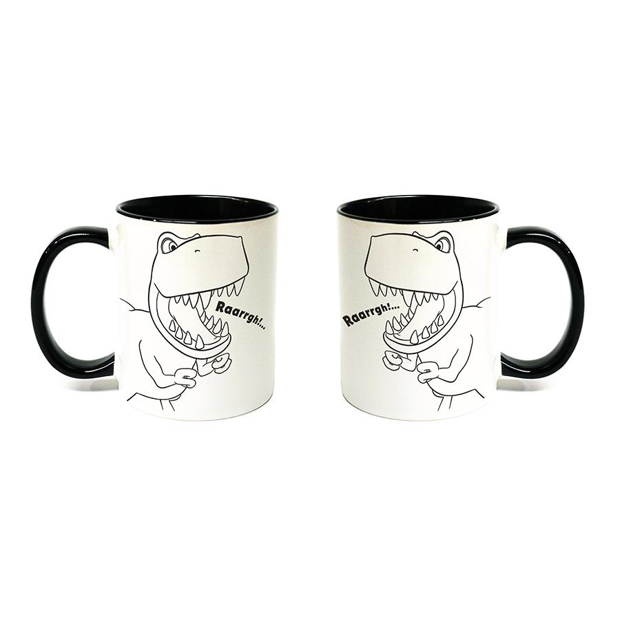 Dinosaur Roar Lineart Black Colour Insert Mug