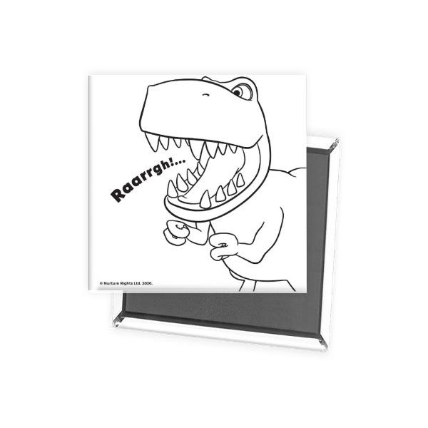 Dinosaur Roar Lineart Square Magnet