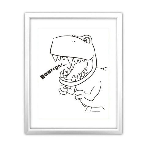 Dinosaur Roar Lineart Art Print