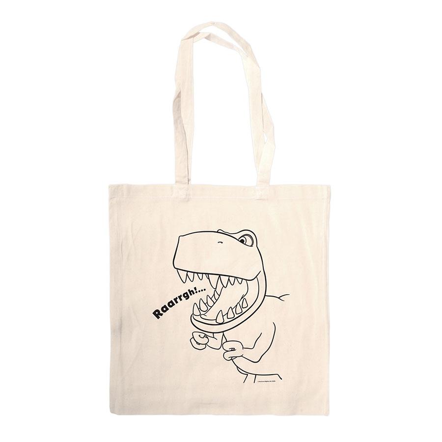 Dinosaur Roar Lineart Canvas Tote Bag