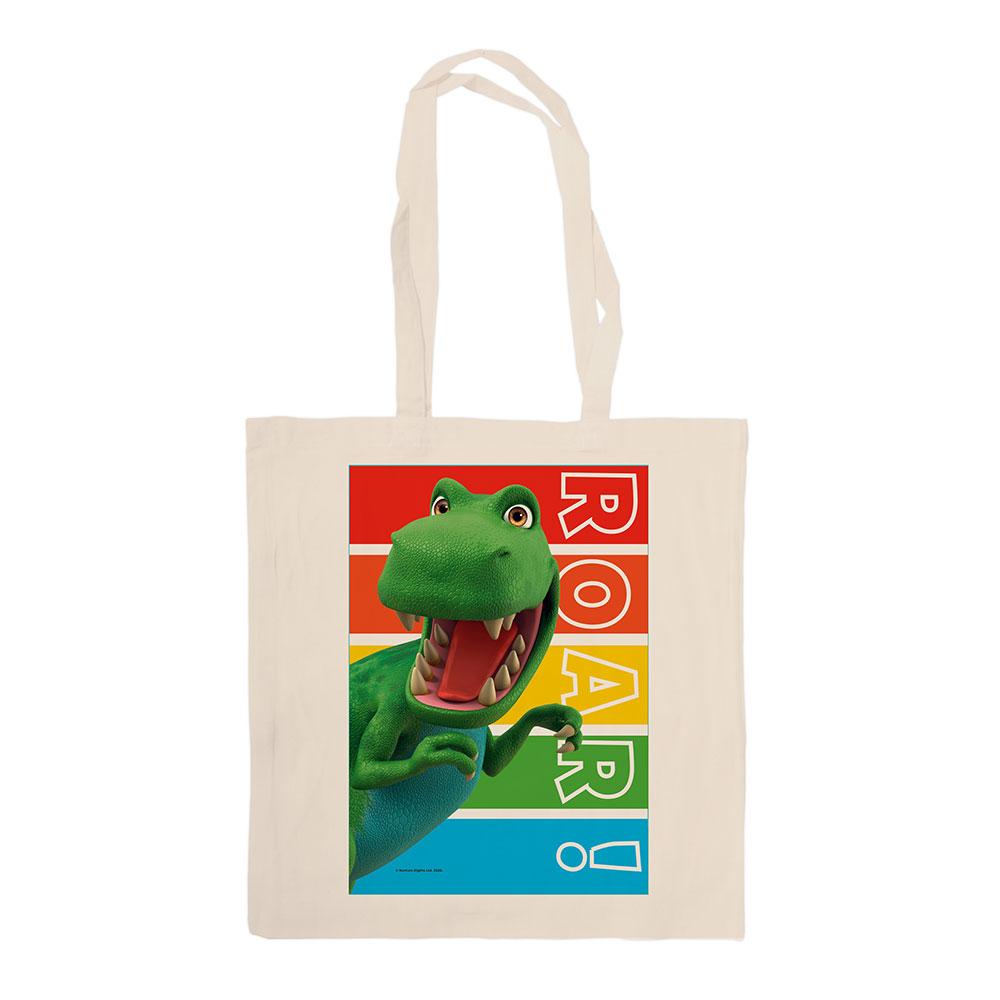 Dinosaur Roar Stripes Canvas Tote Bag