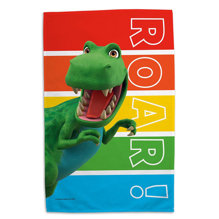 Dinosaur Roar Stripes Tea Towel