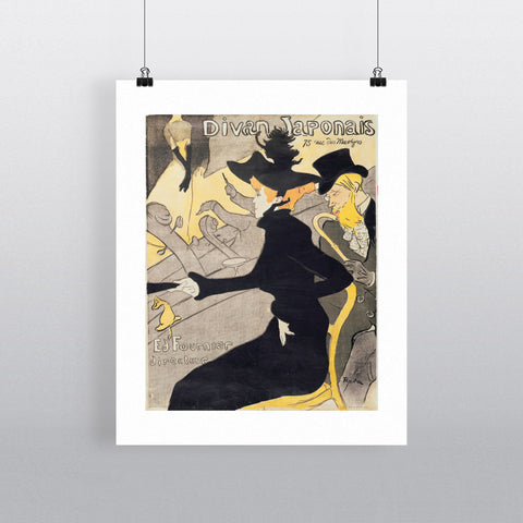 Poster advertising 'Le Divan Japonais', 1892 (litho) by Henri de Toulouse-Lautrec 20cm x 20cm Mini Mounted Print