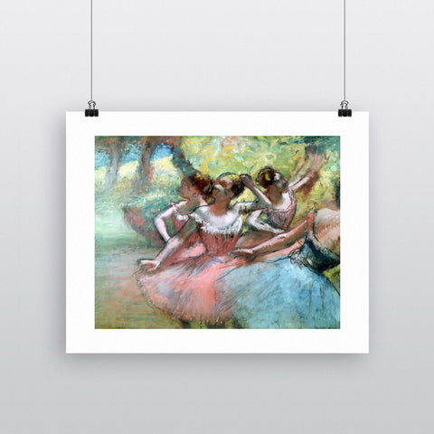 Four ballerinas on the stage (pastel) by Edgar Degas 20cm x 20cm Mini Mounted Print