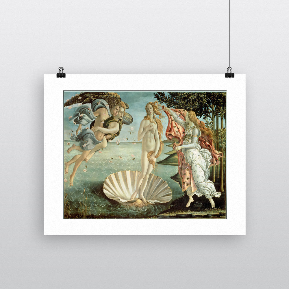 The Birth of Venus, c.1485 (tempera on canvas) by Sandro Botticelli 20cm x 20cm Mini Mounted Print