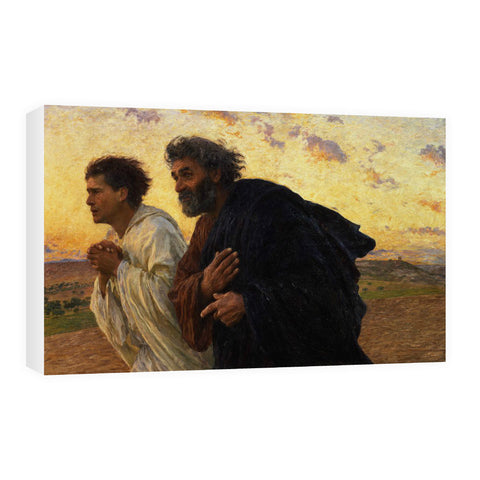 The Disciples Peter and John Running to the Sepulchre on the Morning of the Resurrection, c.1898 (oil on canvas) by Eugene Burnand 20cm x 20cm Mini Mounted Print